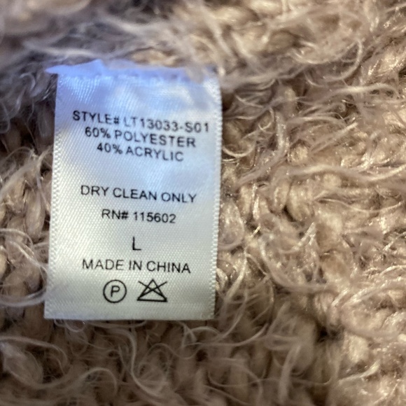 Lush Women's Chunky Soft Mauve Oversized Cowl Turtleneck Knit Sweater. Sz L - Picture 14 of 16